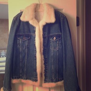 Jean Jacket with authentic white mink trim
